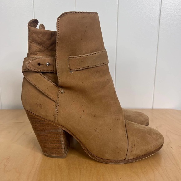 Rag & Bone Kinsey Tan Heeled Nubuck Booties SZ 7.5 - Picture 4 of 11